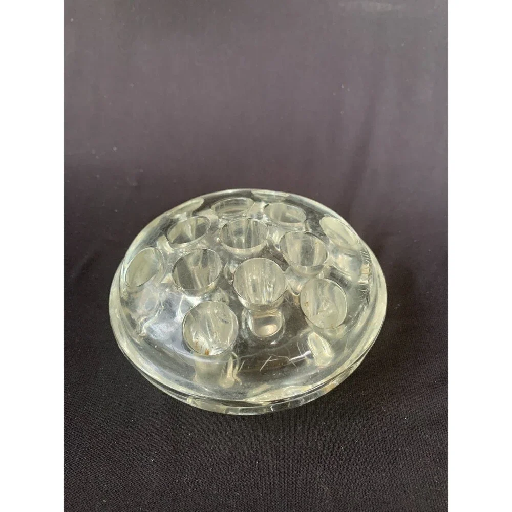 Clear Glass Flower Frog 13 Hole for Floral Arrangements Vases 4.5